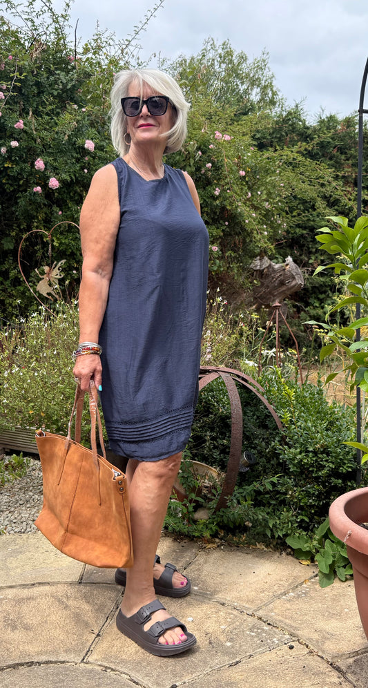 Pleat Detail Shift Dress
