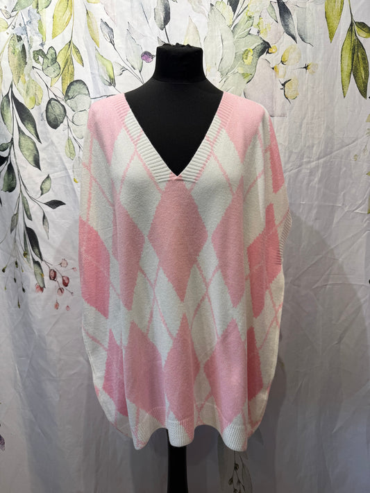Argyle Style Sleeveless Knit