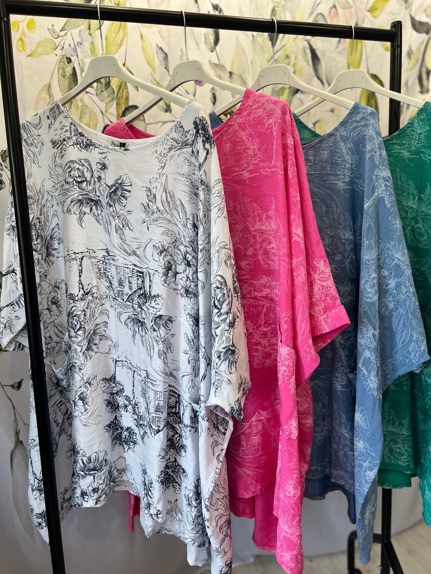 Lotus Print Oversized Top