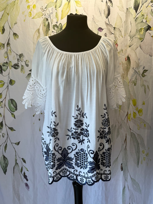 Embroidered Bardot Top