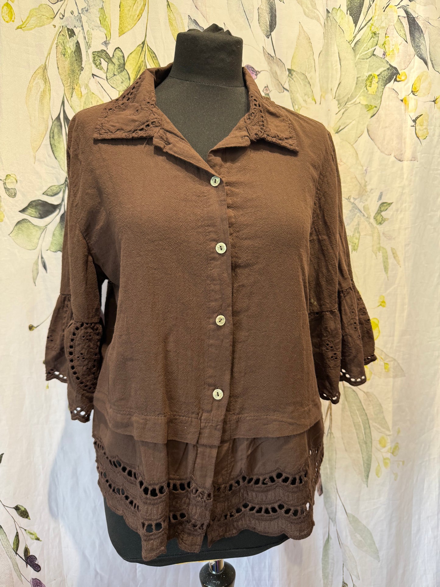 Broderie Anglaise Trim Shirt