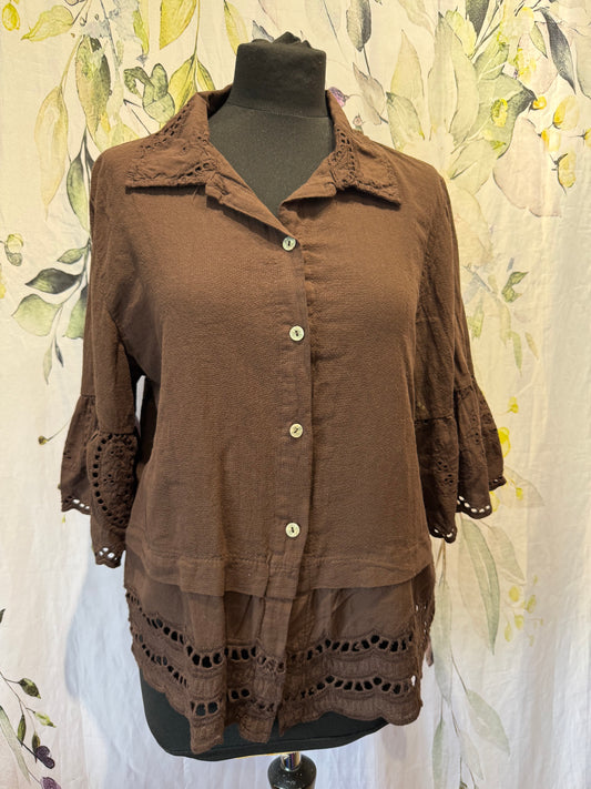 Broderie Anglaise Trim Shirt
