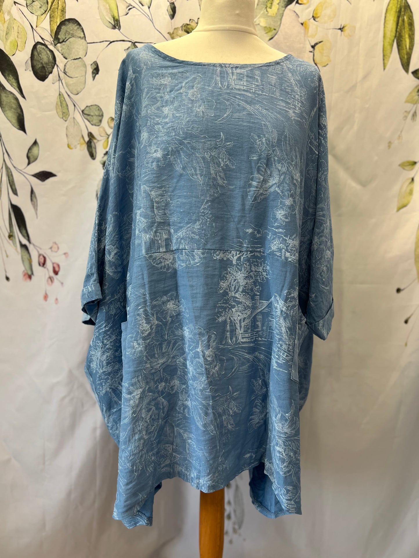 Lotus Print Oversized Top