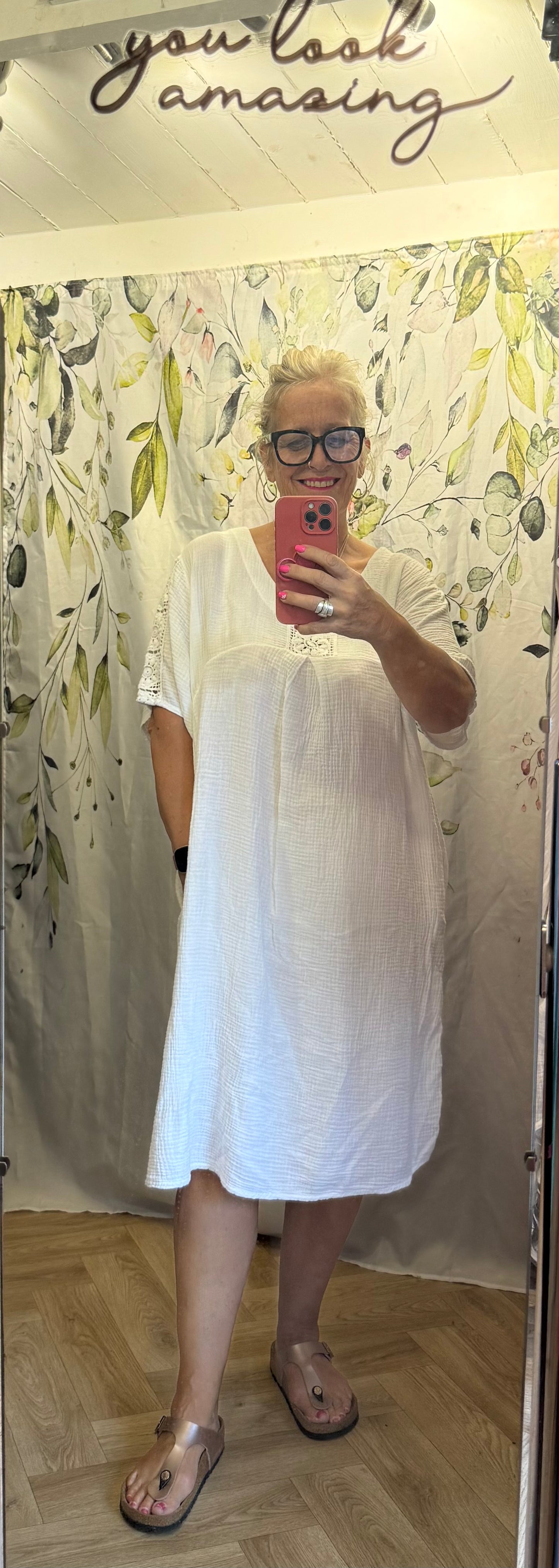 Cotton Dress With Crochet Detail