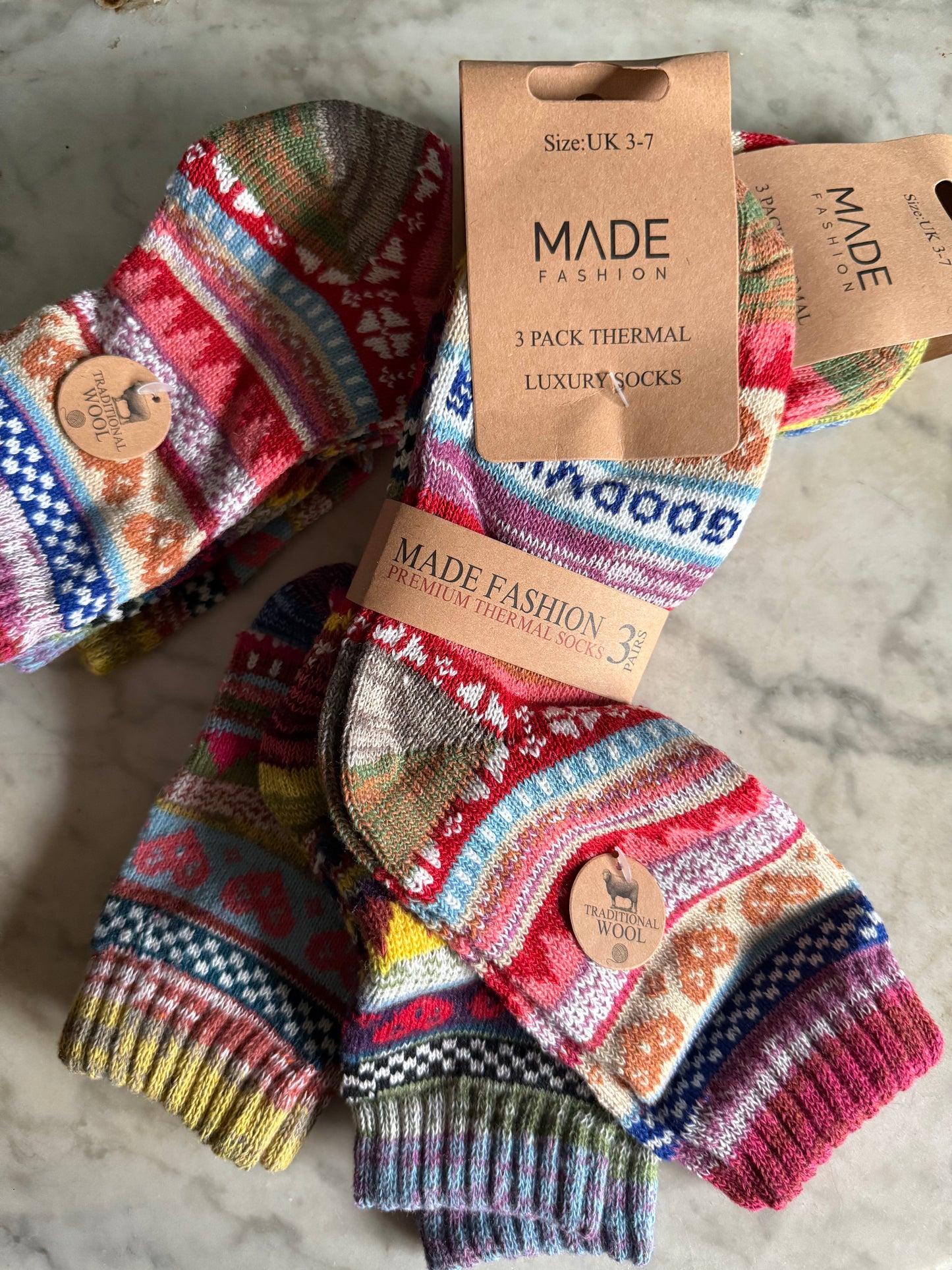 Nordic Style 3 Pack Socks