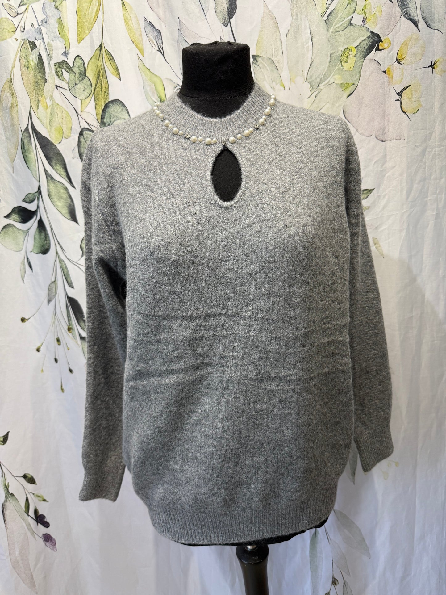 Embellished Neck Knit