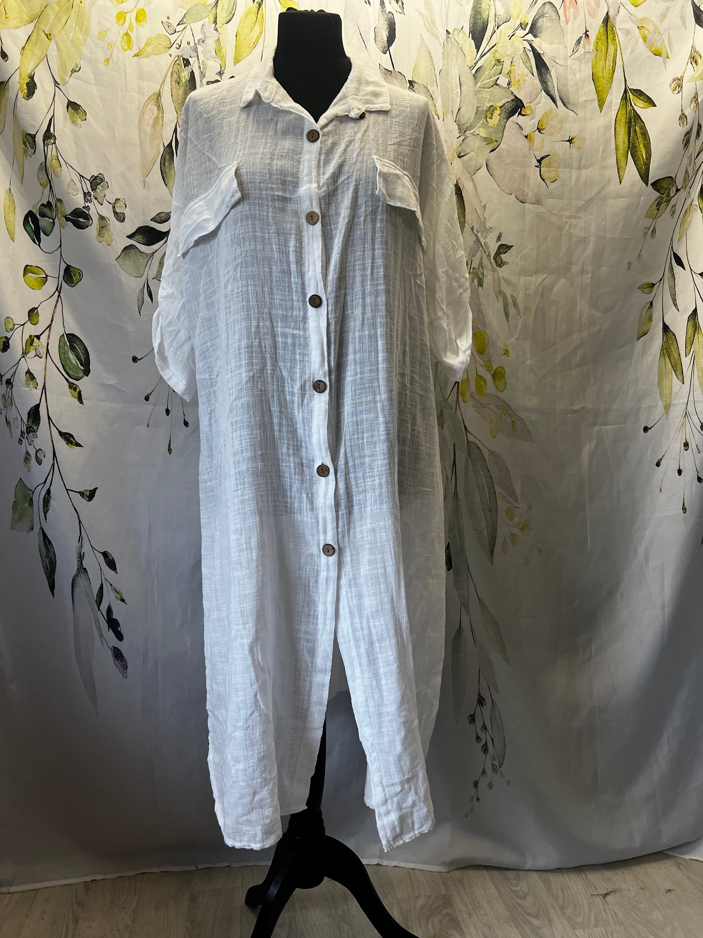 Linen Blend Shirt Dress