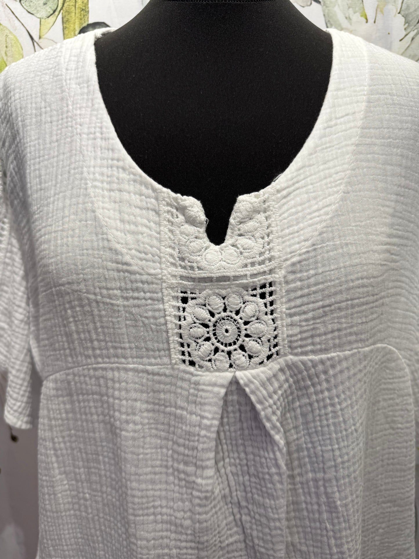 Cotton Dress With Crochet Detail