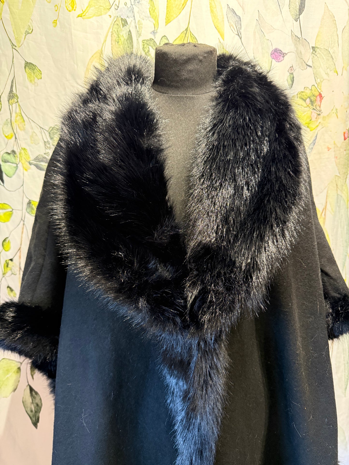 Faux Fur Trimmed Wrap