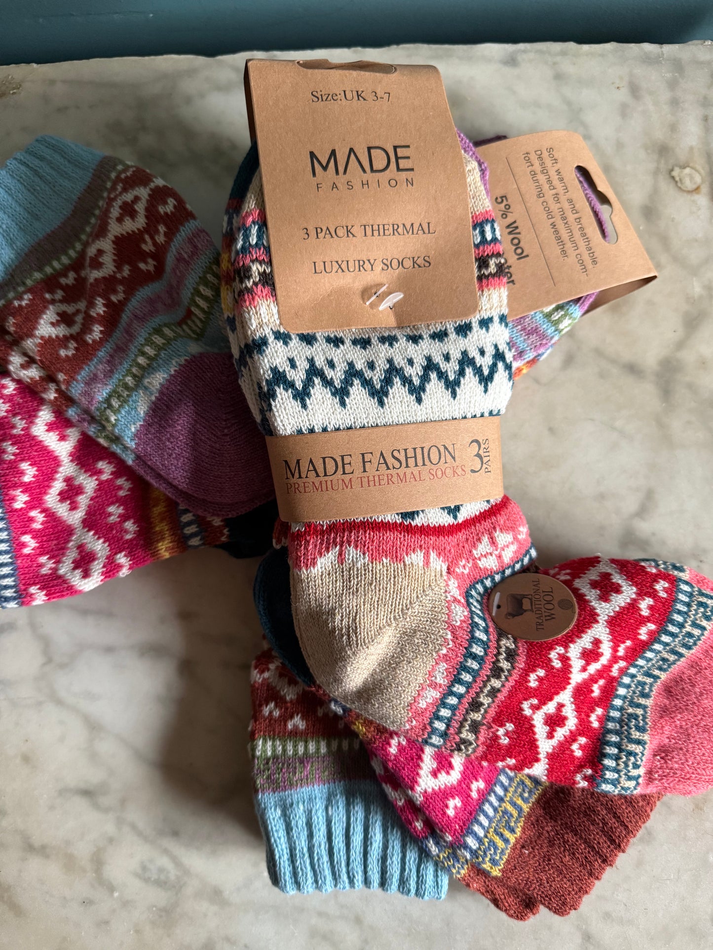 Nordic Style 3 Pack Socks