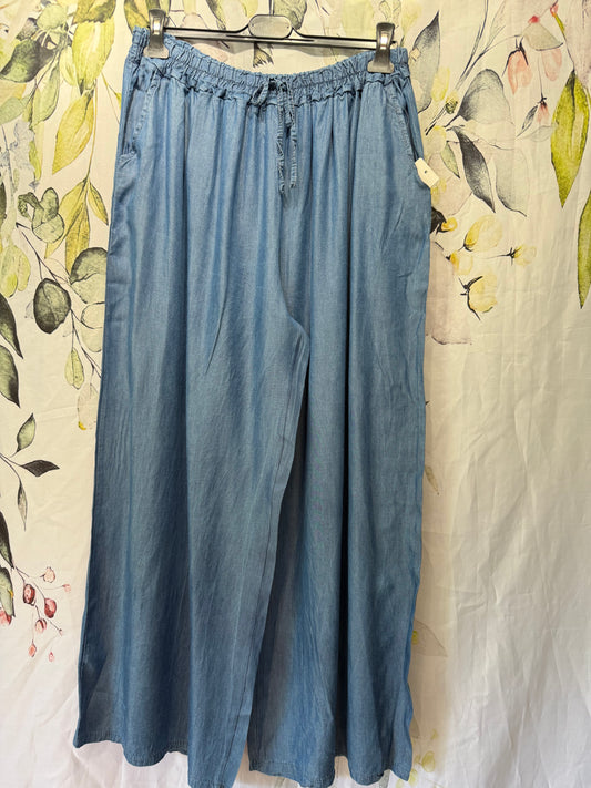 Wide Leg Denim Trousers