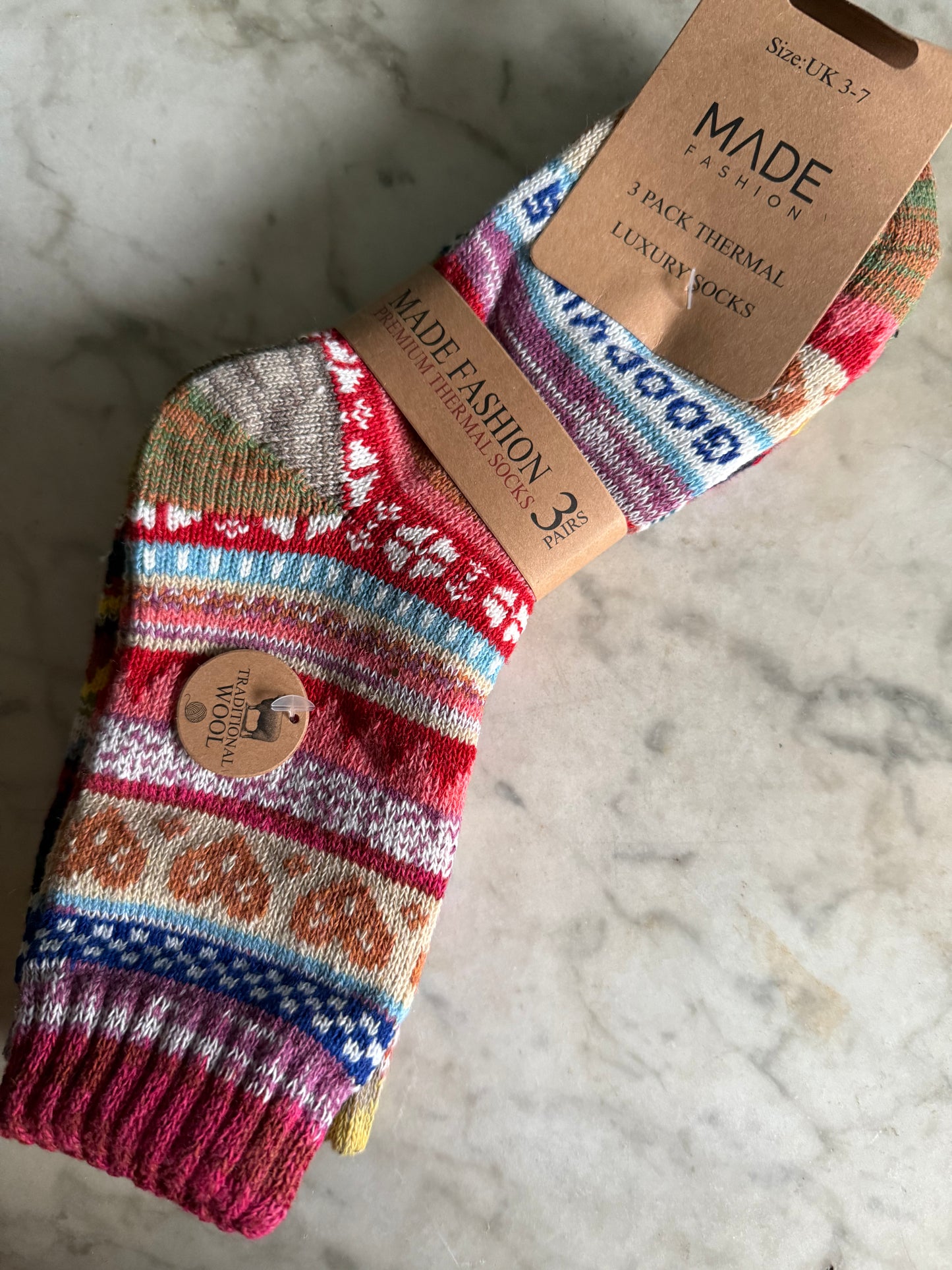 Nordic Style 3 Pack Socks