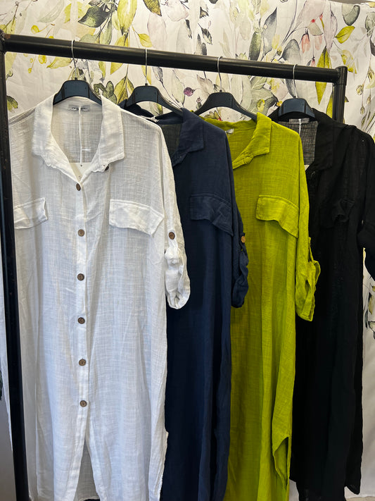 Linen Blend Shirt Dress