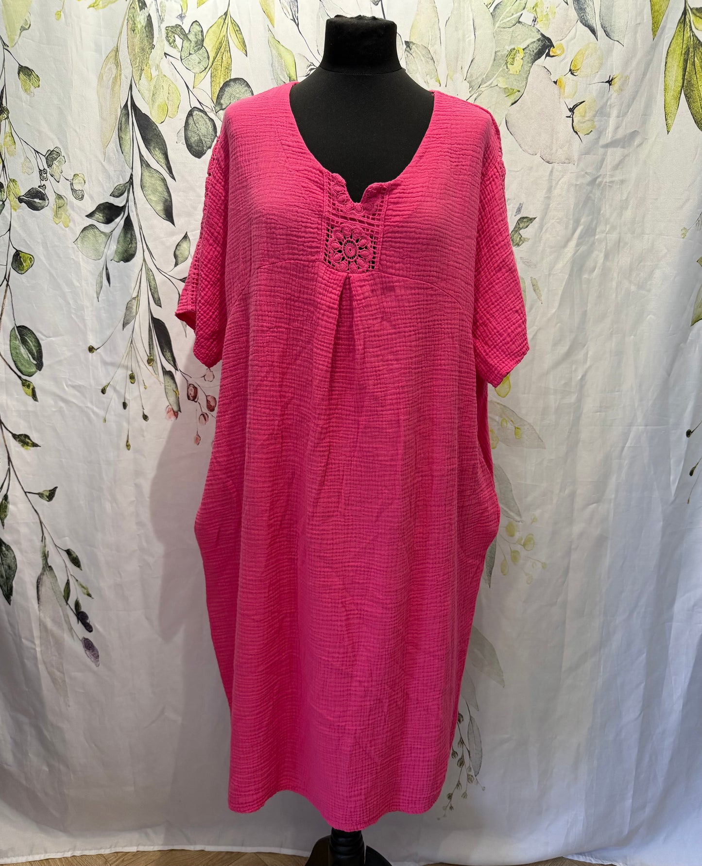 Cotton Dress With Crochet Detail