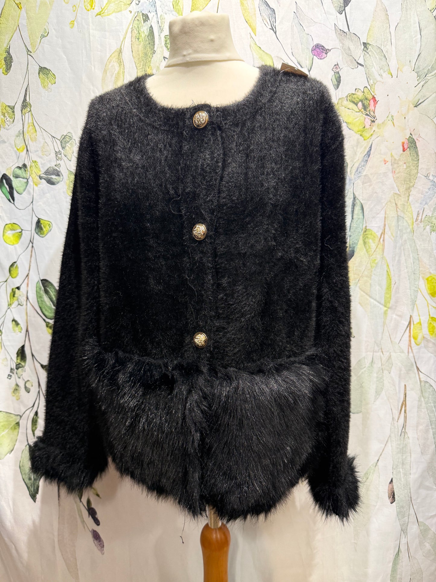 Faux Fur Trimmed Cardi