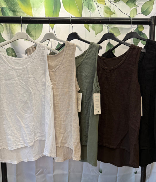 Linen Front Vest Top