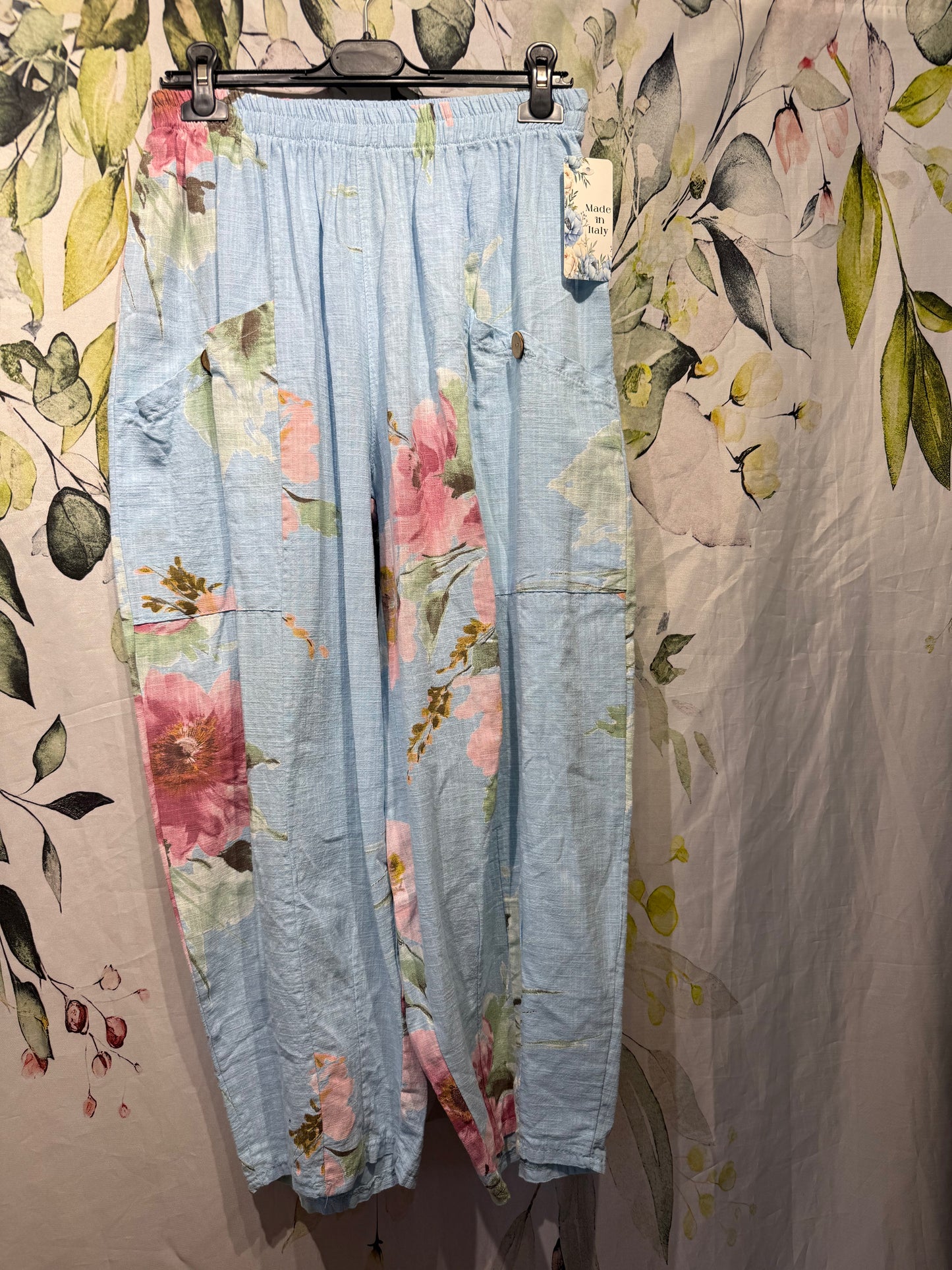 Floral Loose Cotton Trousers