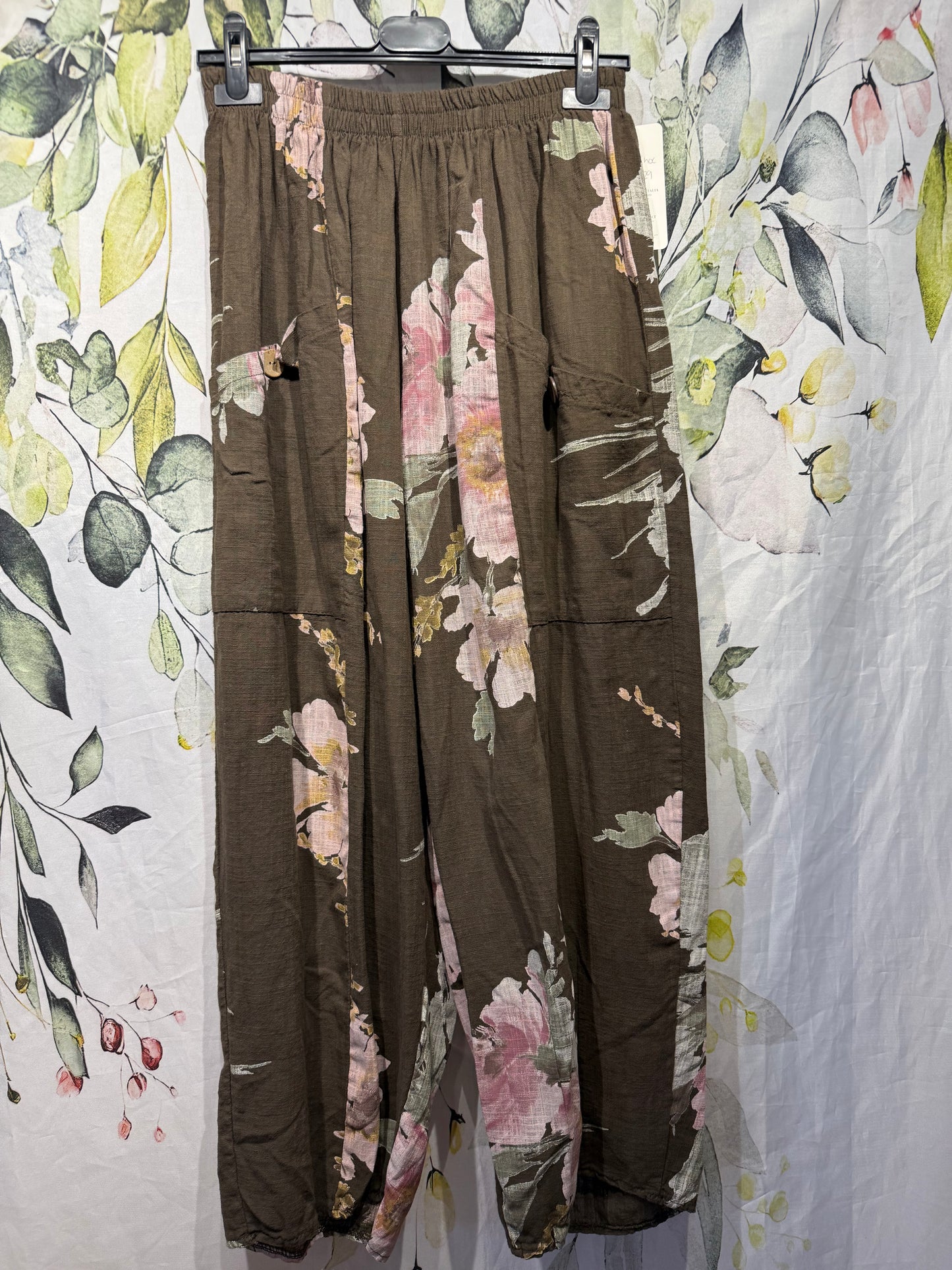 Floral Loose Cotton Trousers