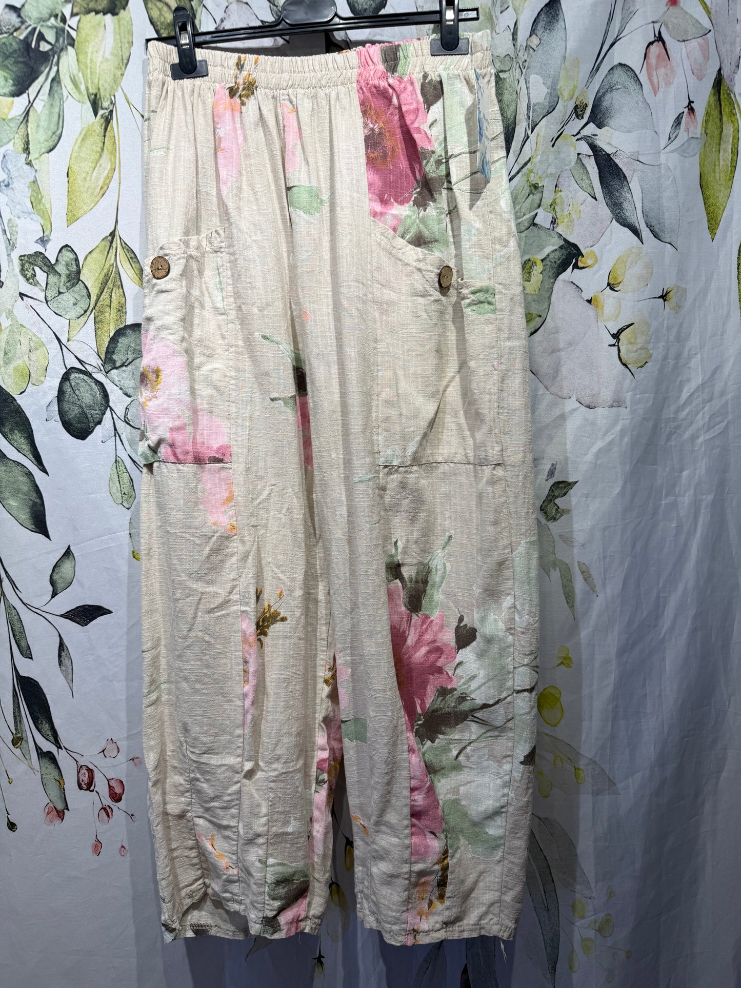Floral Loose Cotton Trousers