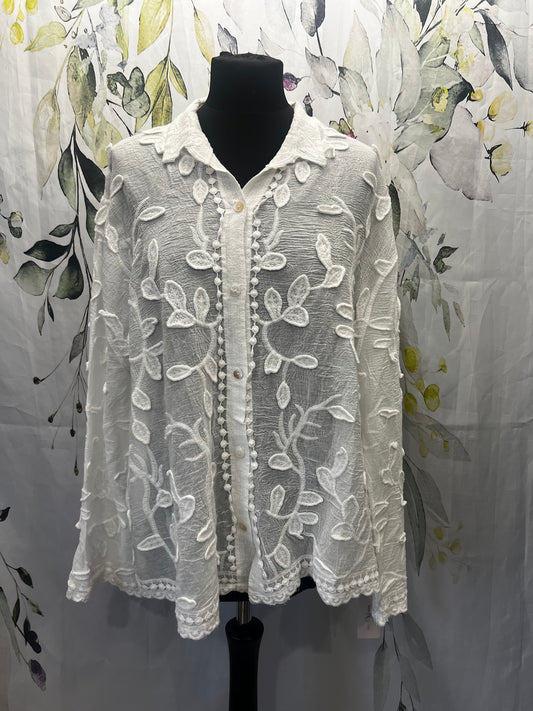 Leaf Embroidered Shirt