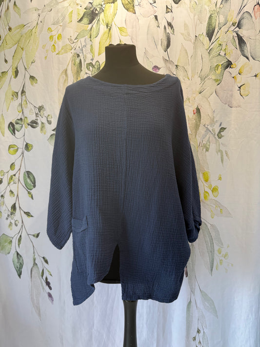 Cut Away Hem Cotton Top
