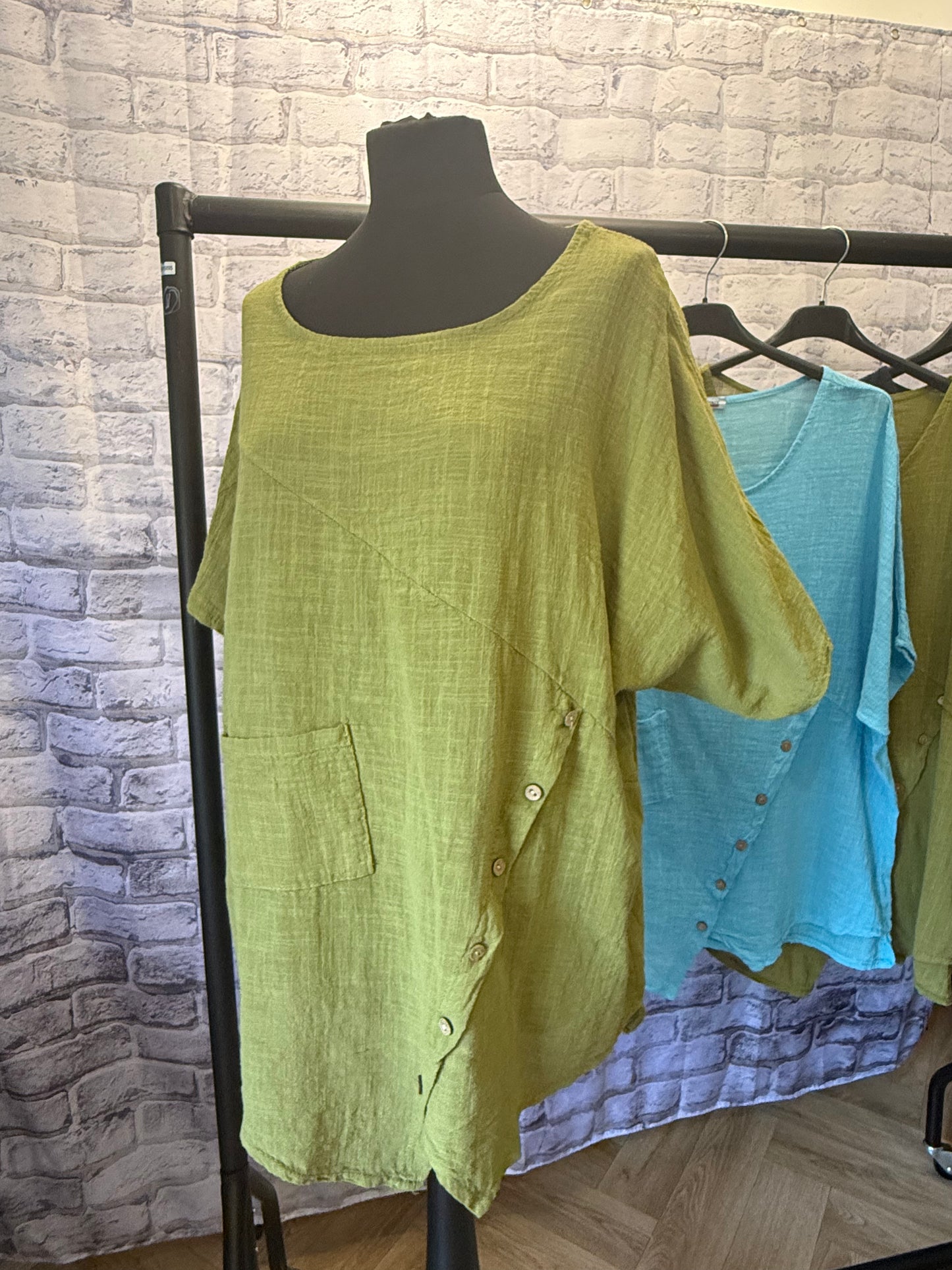 Asymmetric Button Top