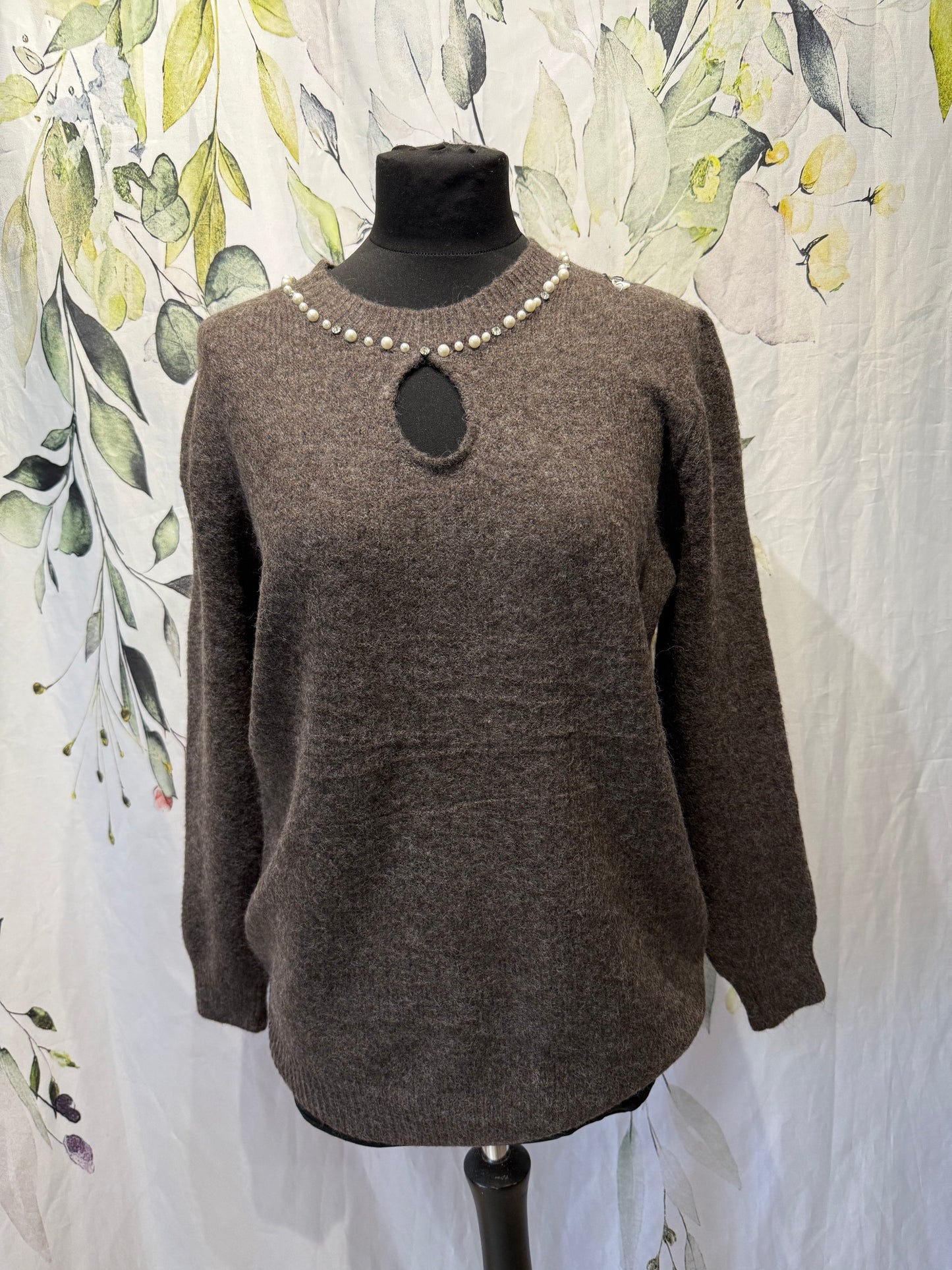Embellished Neck Knit