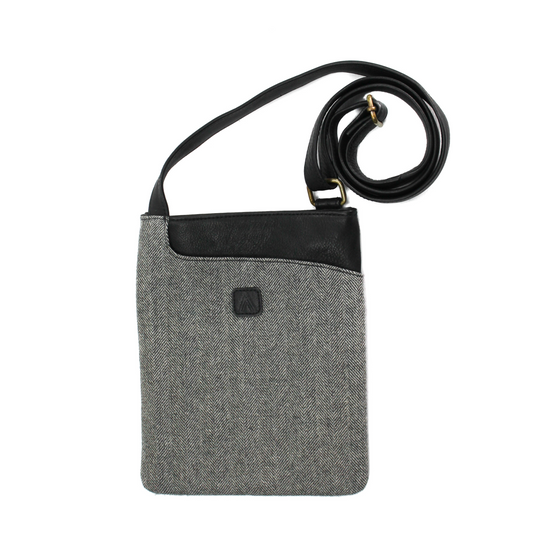 Herringbone Tweed and Leather Bag