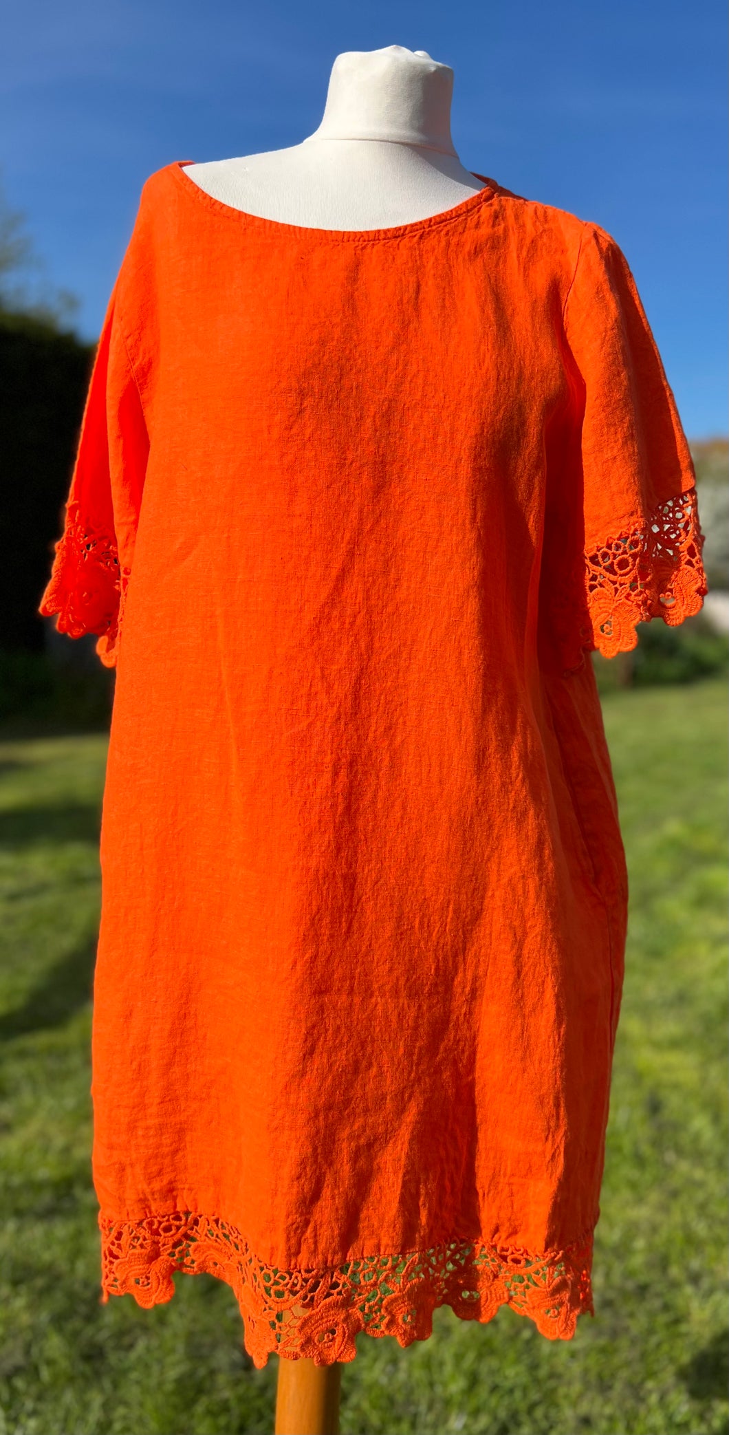 Linen Tunic With Crochet Lace Trim
