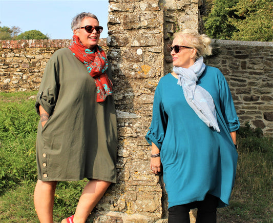 Jersey Tunic Dress With Button side Detail