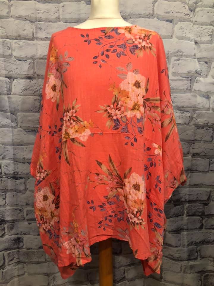 Oversized Loose Cotton Top Floral Print (Curvy Size)