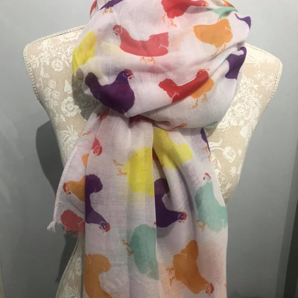 Colourful Hen Print Scarf