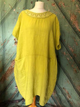 Load image into Gallery viewer, Linen Dress With Bead And Crochet Trim
