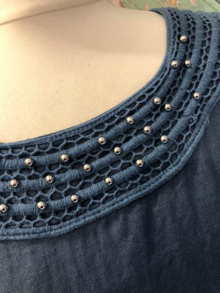 Linen Dress With Bead And Crochet Trim