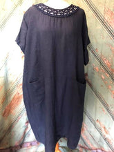Load image into Gallery viewer, Linen Dress With Bead And Crochet Trim

