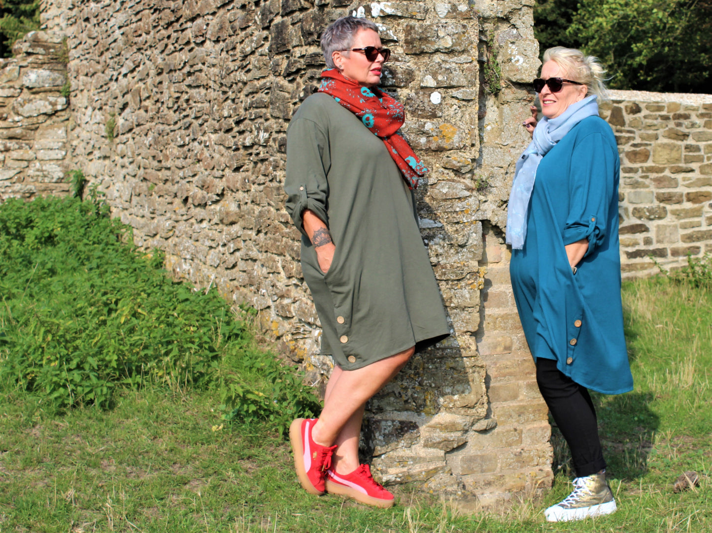 Jersey Tunic Dress With Button side Detail