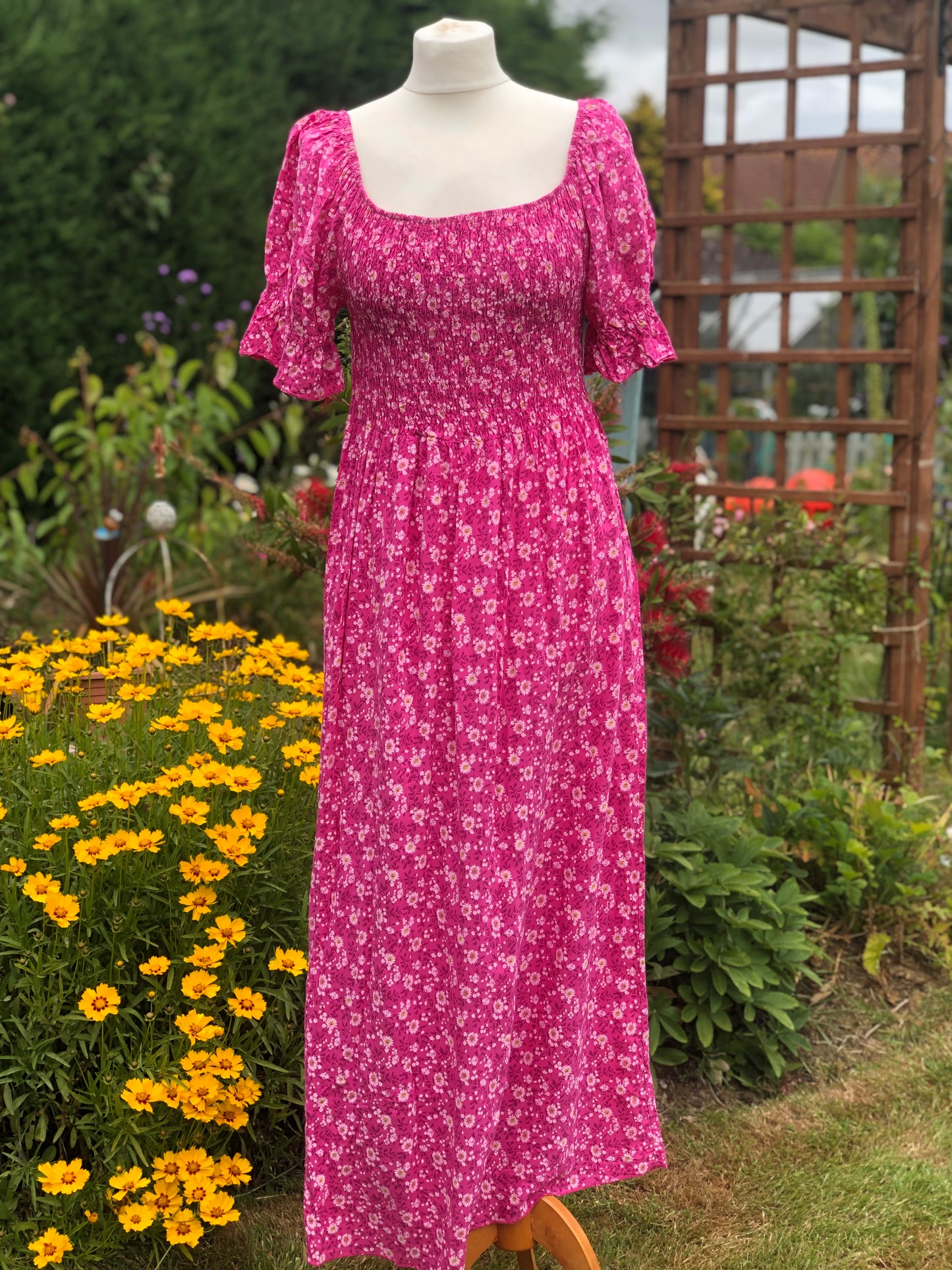 Shirred Bodice Maxi Dress